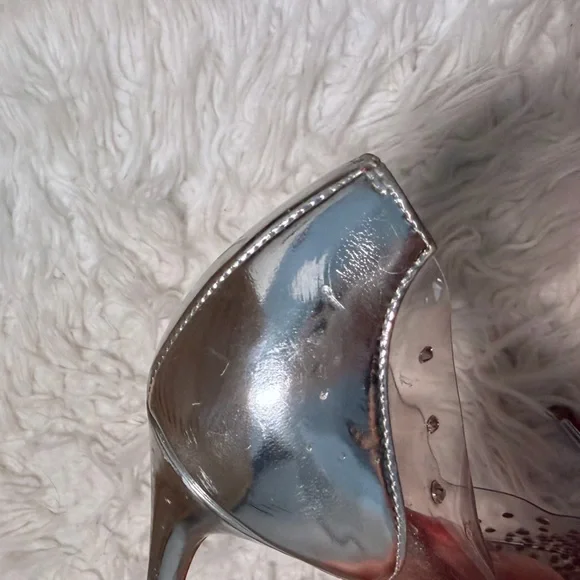 Christian Louboutin Clear and Silver Embellished Heels 100 mm - Picture 12 of 16